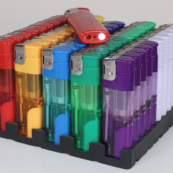 Custom Candle Cigarette Lighters Plastic Disposable Electronic Gas Lighters  LED Lighter