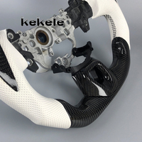 Volant en cuir blanc et fibre de carbone pour Toyota Camry 9ème génération, personnalisable, compatible avec les modèles SE, LE, XSE, Avalon 2024, 2025, 2026