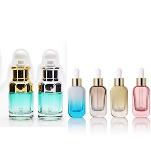 Botellas de vidrio con gotero de fondo grueso, rectangulares, de 30 ml, para sueros, aceites esenciales, envases cosméticos - Product Image 1