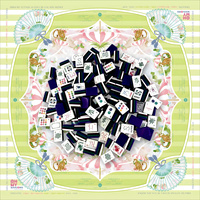 Éventail pliant en acrylique à 4 couches, tapis de mahjong américain avec tuiles rayées vertes pour soirées de jeu