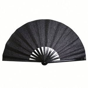2025 Custom Eco-Friendly <b>Large</b> Ribs Fabric Folding Hand <b>Fans</b> Personalized Painted Logo Plastic Crafts - Product Image 6