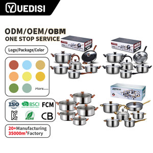 Peralatan Masak Yuedisi 12 Buah <span class=keywords><strong>Set</strong></span> Panci Stainless Steel dengan Teko dan Wajan Stainless Steel - Product Image 1