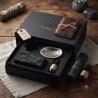 Lot de diffuseurs en pierre noire poreuse sans flamme pour aromathérapie, avec boîte personnalisée pour cadeaux d'entreprise