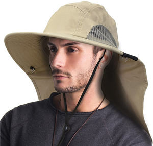 Chapeau de soleil d'extérieur UPF 50 + Chapeau de pêche en maille à large bord avec rabat pour femmes hommes - Product Image 4