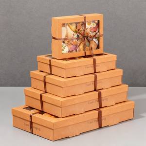 Commercio all'ingrosso pane <span class=keywords><strong>Baguette</strong></span> Toast scatola di imballaggio alimentare Base Kraft e coperchio scatola di carta da asporto scatola per feste da asporto - Product Image 6