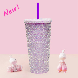 Gobelet Haha, avec strass, paille et couvercle inclus, plastique sans BPA, isotherme et glamour, 16 onces, vendu <span class=keywords><strong>à</strong></span> <span class=keywords><strong>l</strong></span>'<span class=keywords><strong>unité</strong></span> - Product Image 2