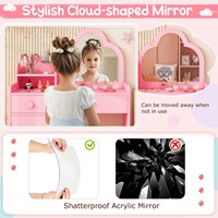 Coiffeuse pour filles avec tiroirs Coiffeuse de maquillage miroir Table de maquillage rose Enfants