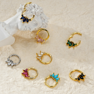 <span class=keywords><strong>Anelli</strong></span> da <span class=keywords><strong>naso</strong></span> alla moda in <span class=keywords><strong>argento</strong></span> 16G con zirconi, piercing clicker per setto, cartilagine, trago, elice, labbro - Product Image 6