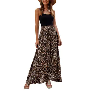 Womens Chiffon Maxi Skirts High Waisted Elastic Waist Long Skirts