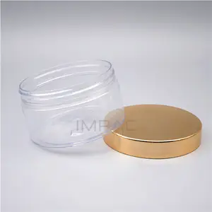 Bocaux transparents en plastique pour crème corporelle avec couvercle doré 200ml