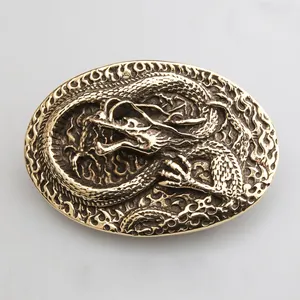 Латунная пряжка для ремня дракона с тиснением пряжка для ремня китайский дракон для мужчин кожаный ремень украшение модная Западная пряжка оптовая продажа
