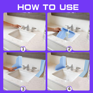 Protection anti-éclaboussures en silicone pour baignoire, sans cadre, bleue, étanche, avec ventouses pour salle de bain - Product Image 4