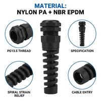 Presse-étoupe en nylon étanche IP68 OUORO PG13.5FL avec décompression spirale 6-12mm, filetage allongé