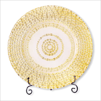 Decoratieve bruiloft fruit schaal gekleurd 13 inch gouden ronde glazen charger plate voor bruiloft decoratie elegant voor evenement feest
