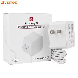 Adaptor daya steker Raspberry Pi 5, resmi Raspberry Pi 27w usb-c catu daya 5.1v 5a Eu Us Uk untuk pengisian daya Raspberry Pi 5 kompatibel untuk Pd