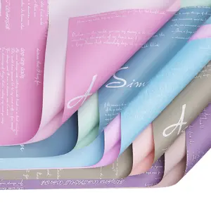 INUNION 热销防水单面哑光复古色韩国花束塑料鲜花礼品包装纸 - Product Image 1