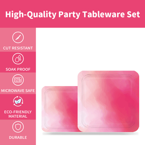Xieli Vietnam Candy Pink Premium Square Paper Party Platos De Cena Servilleta Taza Juego De Vajilla Desechable - Product Image 3