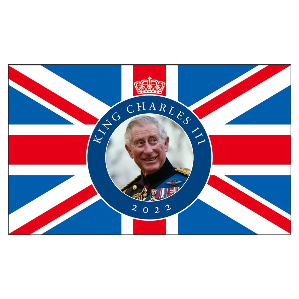 Cheap custom 100%polyester 3' X 5' King Charles III UK United Kingdom Flag with Two Grommets