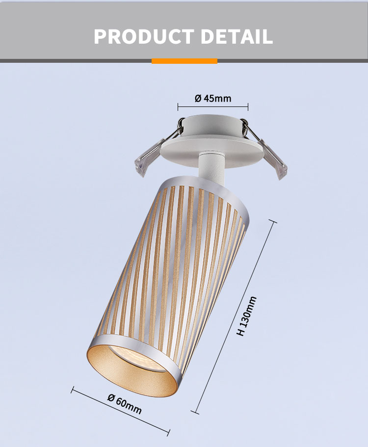 Black Aluminium GU10 Downlights Cylinder Surface Mounted Spotlight Adjustable