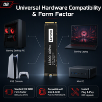 Disque SSD interne Lenovo LS800 40Pro M.2 2280 PCIe Gen4 NVMe 1 To 2 To 4 To 7000 Mo/s pour console PS5, ordinateur portable et PC de jeu