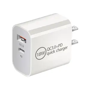 Adaptor USB C Ponsel Cepat Steker US EU untuk Iphone untuk Android Pengisi Daya Usb Dinding Qc 3.0