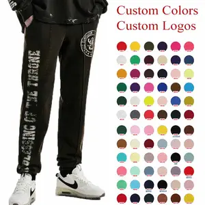 Stone Washed Custom Street Wear 100% Cotton Distressed Graphic Print Sweat Pants Men's Jogger with Pockets