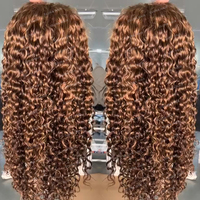 Perruque frontale en dentelle HD 13x6 sans colle, pré-épilée, couleur, cheveux vierges bruts, bouclés en vagues profondes, 100% cheveux humains