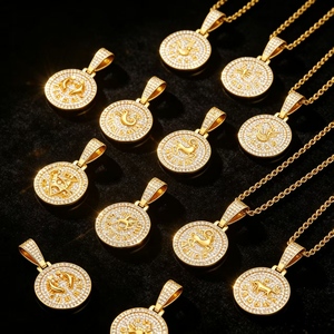 Collana con Ciondolo a Moneta Iced Out 12 Costellazioni, Portachiavi, Medaglione Segno Zodiacale in Zirconia, Gioielli Hip Hop, Regalo per Uomini e Donne - Product Image 6