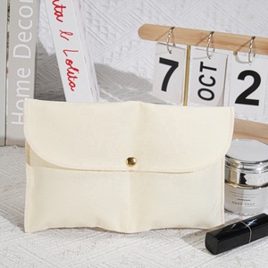 Pochette en toile écologique à double couche pour cosmétiques et bijoux, avec logo personnalisé, sac de rangement pour pinceaux de maquillage, sac anti-poussière en coton - Product Image 2