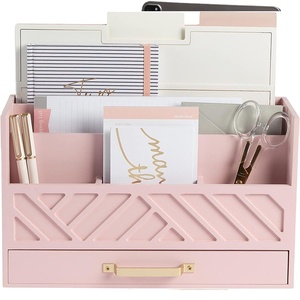 Tự Nhiên Đa-Khe Cắm Không Gian Thiết Kế 100% Màu Hồng Tre Chống Trượt Bàn Tập Tin Thư Tổ Chức Với Lưu Trữ Ngăn Kéo Và Vàng Xử Lý - Product Image 2
