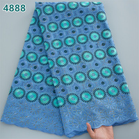 Tissu en dentelle de coton africain blanc et or avec strass, dentelle suisse voile 2026 pour robes de mariée femme 4888