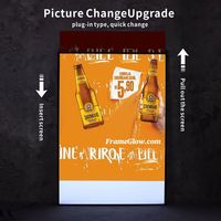 Vente en gros de boîtes lumineuses publicitaires LED avec cadre en aluminium, verre trempé, boîte lumineuse mince pour affichage de menus dans les restaurants