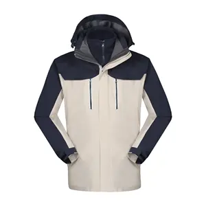 Piumino invernale personalizzato giacca da esterno con cappuccio rigida Unisex giacca in pile staccabile 3 in 1 giacca a prova di vento tuta da sci impermeabile