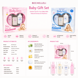 Suministro Directo de Fábrica OEM, Set Cuatro en Uno para Bebés y Niños, Gel Humectante Natural para el Control de la Grasa, Cuidado para el Baño, en Caja de Regalo - Product Image 4