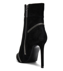 Black Faux Suede High Heel Booties Womens Heeled Ankle <strong>Boots</strong> <strong>with</strong> <strong>Chain</strong> Ladies Autumn Winter Shoes - Product Image 5