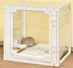 Recinto Moderno Trasparente in ABS/PET per Porcellini d'India e Cani con Design Perforato, Facile Installazione, Sicurezza per Interni. - Product Image 1