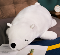 Peluche lestée en peluche couchée OEM pour le soulagement de l'anxiété, peluche ours blanc doux couché, coussins