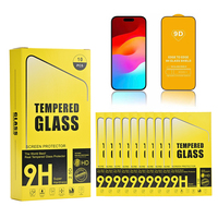Protection d'écran en verre trempé 9D avec kit d'installation, emballage personnalisé avec logo pour iPhone 15 16 17 18 Pro Max Moto Samsung