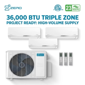 เครื่องปรับอากาศแบบแยกส่วนสามโซน ประหยัดพลังงาน 36000 BTU 23 SEER2 ควบคุมผ่าน WiFi ระบบสมาร์ท ติดผนัง - Product Image 1