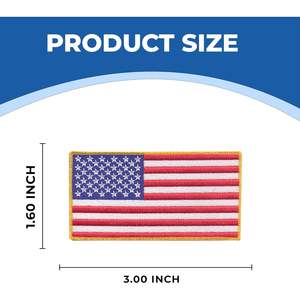 Patch brodé Drapeau USA DigitEMB 3x1,6 pouces, thermocollant pour vestes, en feutre non tissé avec bordure jaune - Product Image 3