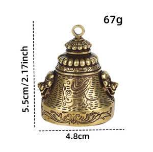 Vendita all'ingrosso diretta della fabbrica Retro metallo in puro ottone campana etnica campanello del vento croccante doppio lato ciondolo leone - Product Image 2