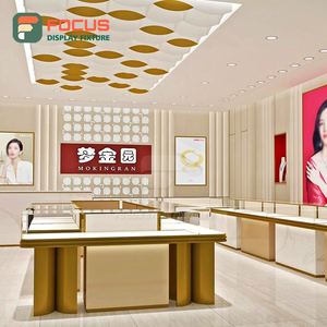 Modern Retail Wooden Jewelry Counter High End Glass Metal Jewelry Display Stand for Store - Product Image 1