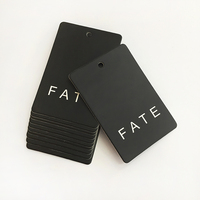 Prix usine nouvelle conception nom de marque haute qualité imprimé Rectangle noir papier étiquettes volantes pour vêtements
