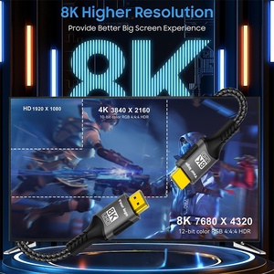 Câble 8K HDTV 2.1 <span class=keywords><strong>4K</strong></span> 120Hz UHD tressé Nylon HDTV 2.1 2.0 Cordon pour <span class=keywords><strong>Sony</strong></span> TV Xbox Moniteur de jeu - Product Image 2