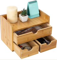 Mini organisateur de bureau en bambou tiroir de bureau carré pour bureau maison articles de toilette fournitures vanité boîte d'organisation de stockage de table