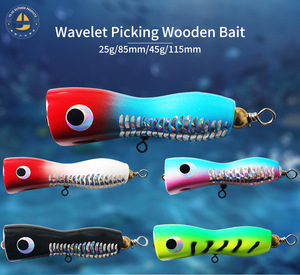 Leurre artificiel imprimé en bois, type Wave <span class=keywords><strong>Paddle</strong></span> Popper, avec hameçons pour la pêche au bar en haute mer depuis un bateau 25g/45g - Product Image 3