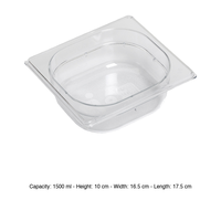 Bac alimentaire en polycarbonate GN 1/6 17,5 × 16,5 × 10 h cm, sans couvercle, -100/+100 ° C