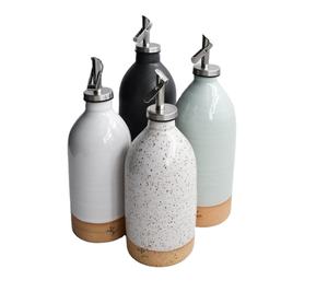 Céramique Huile d'Olive Cruet Vinaigre Cruet Poterie Faite à la main Bouteille d'huile d'olive Grès Speckle - Product Image 1