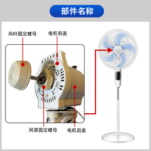 Couvercle avant du moteur de ventilateur électrique pour ventilateurs de sol et muraux, noir, blanc, gris, avec écrou à vis, modèles neufs et anciens - Product Image 4