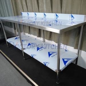 วิคทอรี่ คิทเช่น บาร์วางเครื่องปรุงสแตนเลสแบบหนาพิเศษ รุ่น 201 หนา 0.8 มม. 2 ชั้น ขนาด 200*60*80 ซม. พร้อมขาตั้งกันกระแทก รับน้ำหนักได้ 300 กก. - Product Image 4